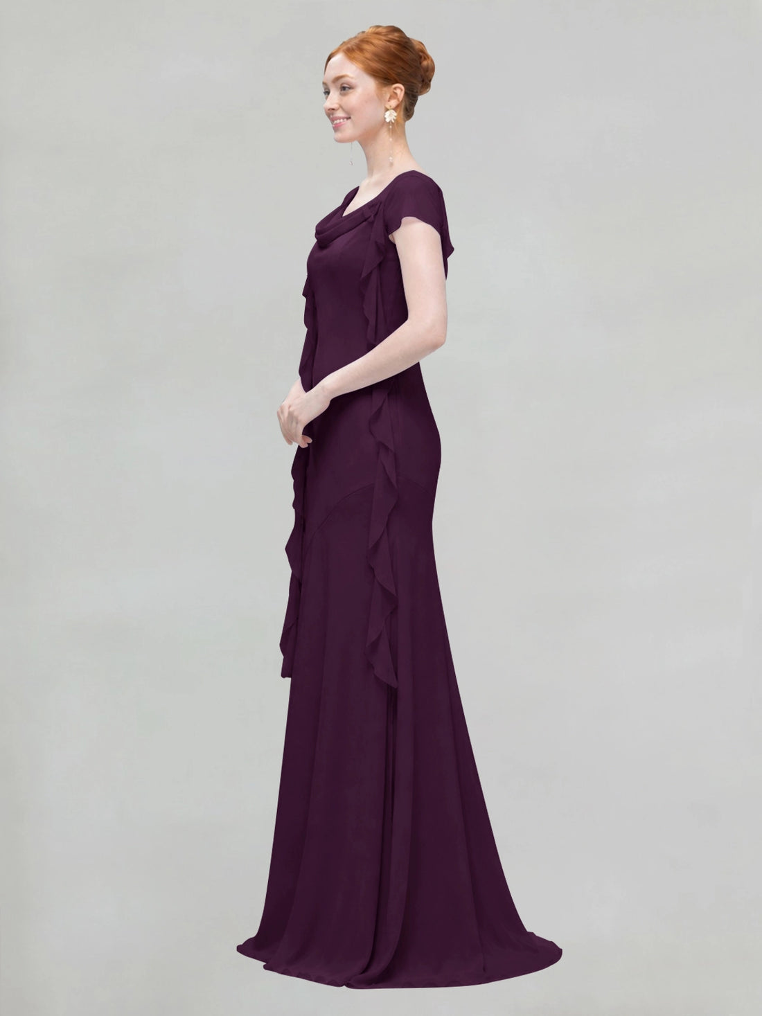 Flowy Ruffle Sheath Bridesmaid Dress 