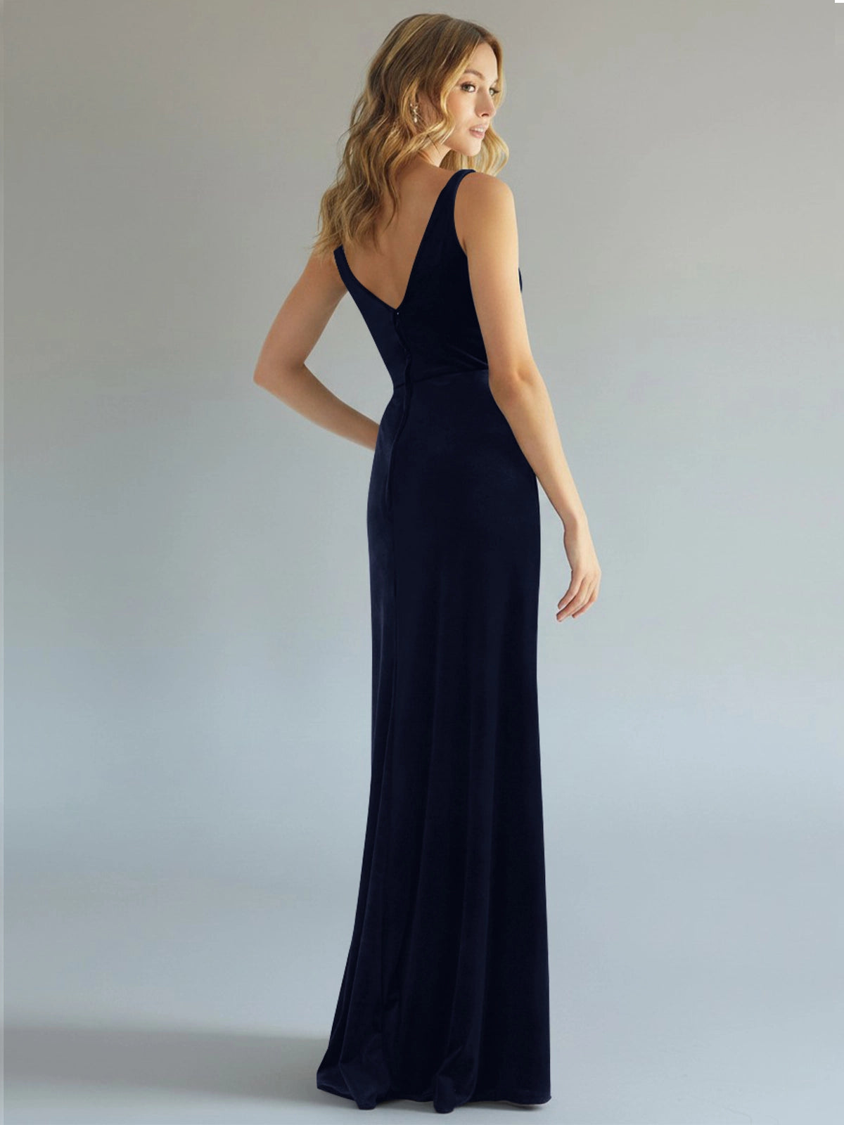 Velvet Bridesmaid Dress with Slit 