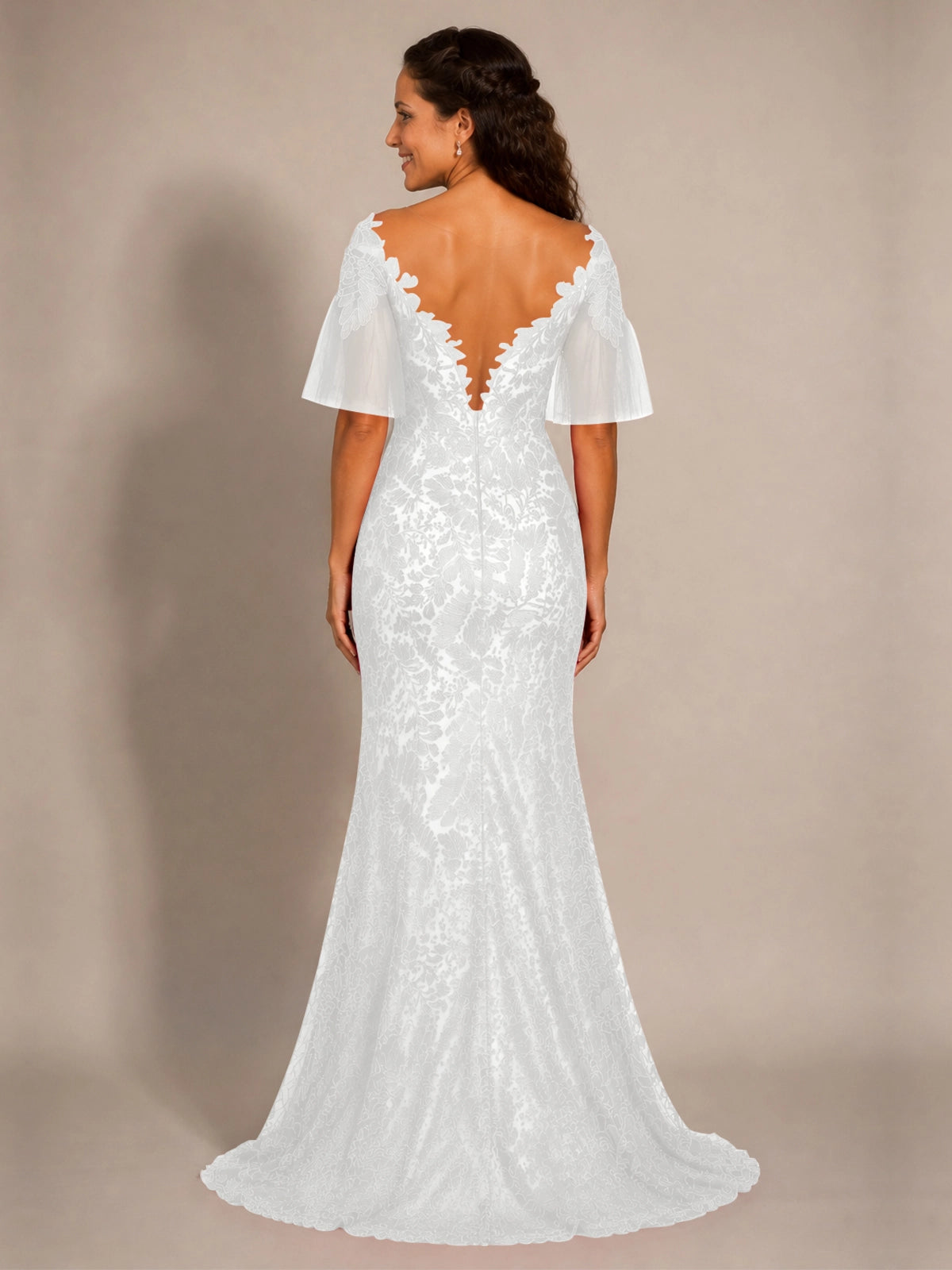 Mermaid Mother of the Bride Dress with V-neck 
