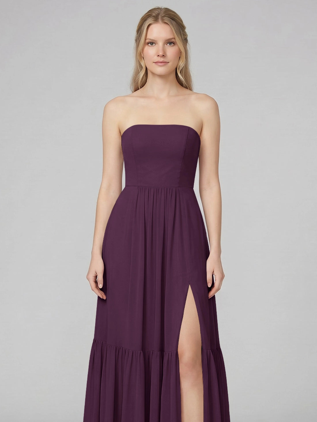 Strapless Bridesmaid Dress with Slit 