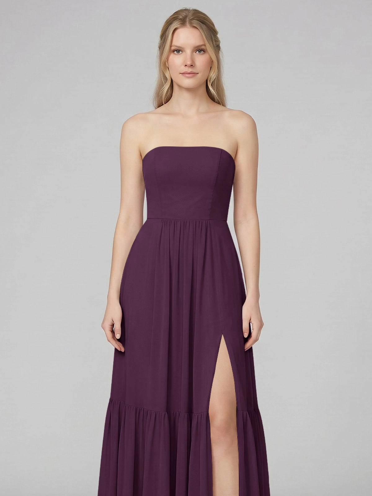 Strapless Bridesmaid Dress with Slit 