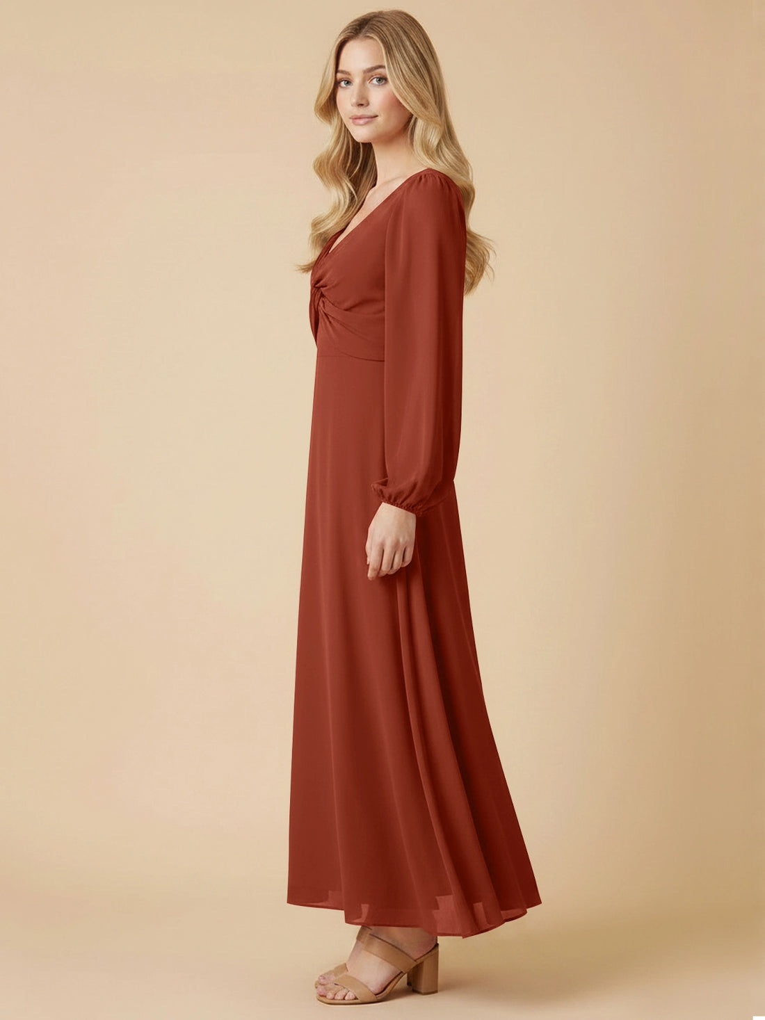A-line Bridesmaid Dress with Long Sleeves 