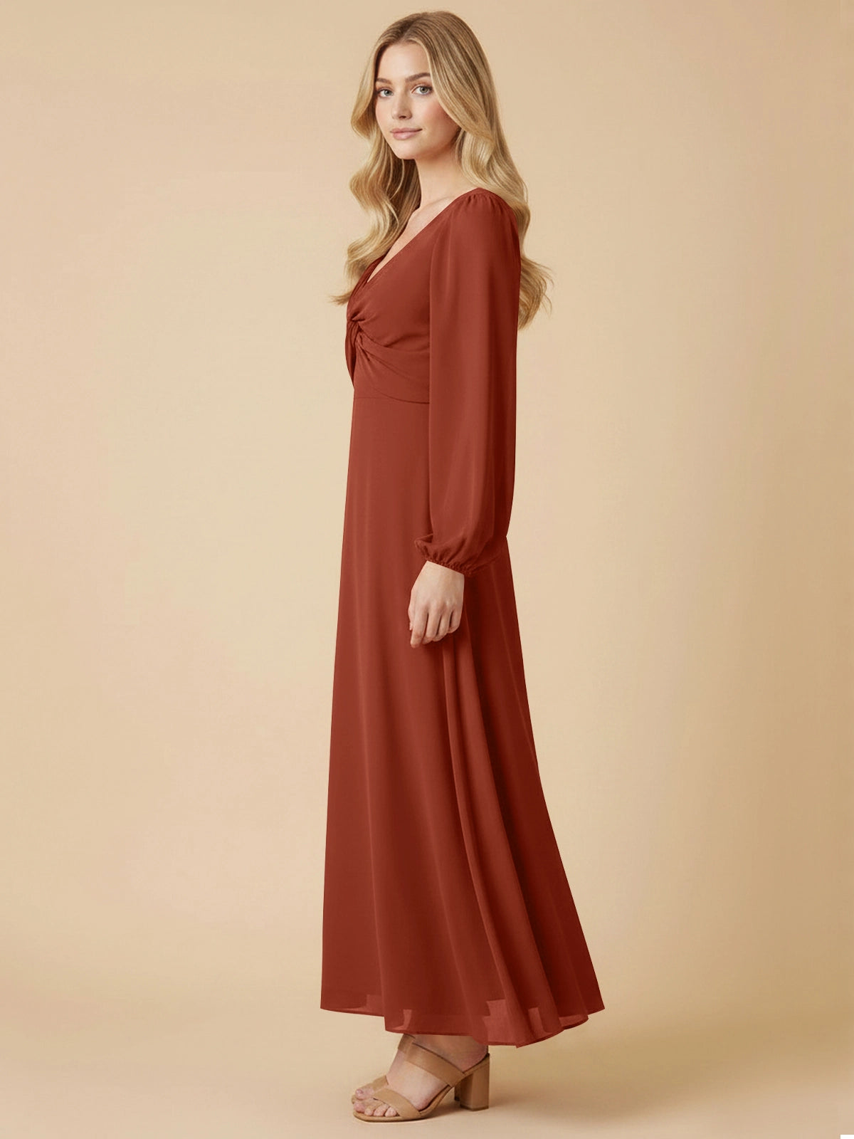 A-line Bridesmaid Dress with Long Sleeves 