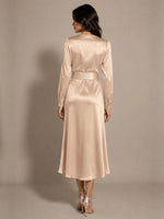 Silk-like Mother of the Bride Dress with Self-Tie Sash 