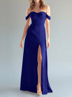Off-the-Shoulder Slit Bridesmaid Dress 