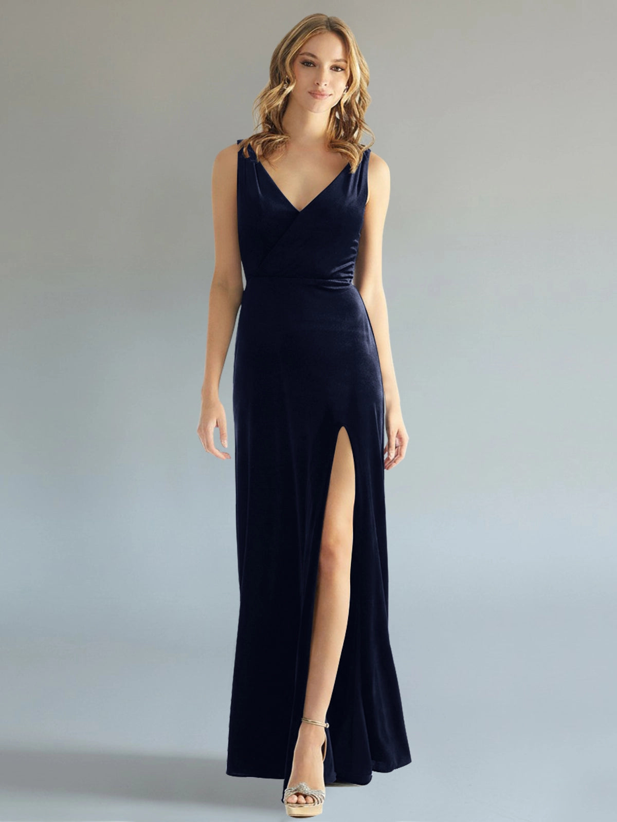 Velvet Bridesmaid Dress with Slit 