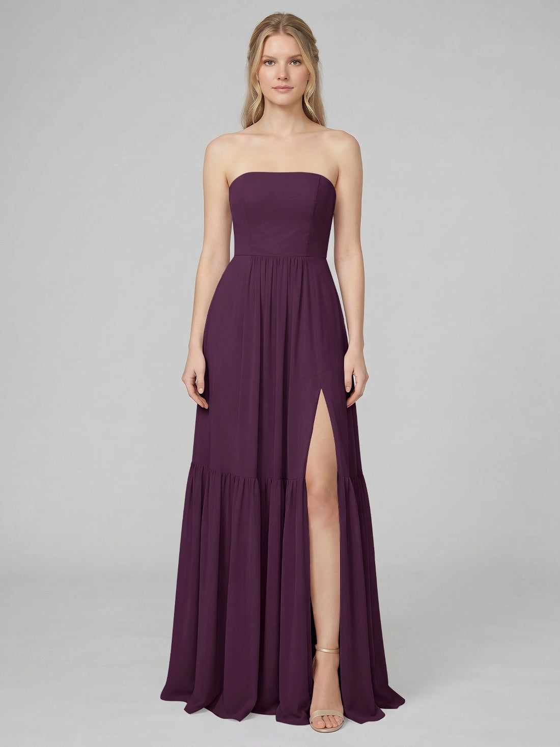 Strapless Bridesmaid Dress with Slit 