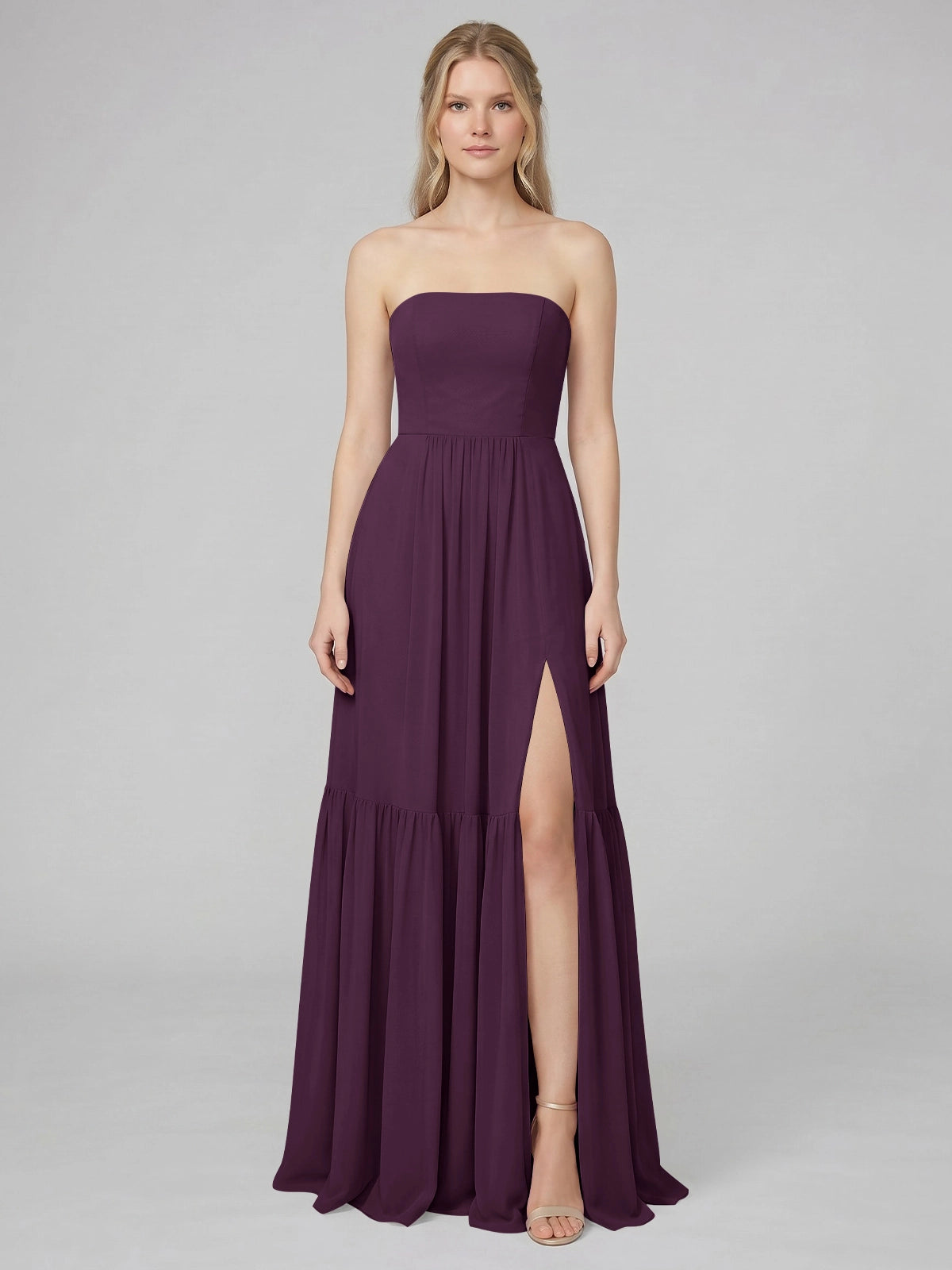 Strapless Bridesmaid Dress with Slit 