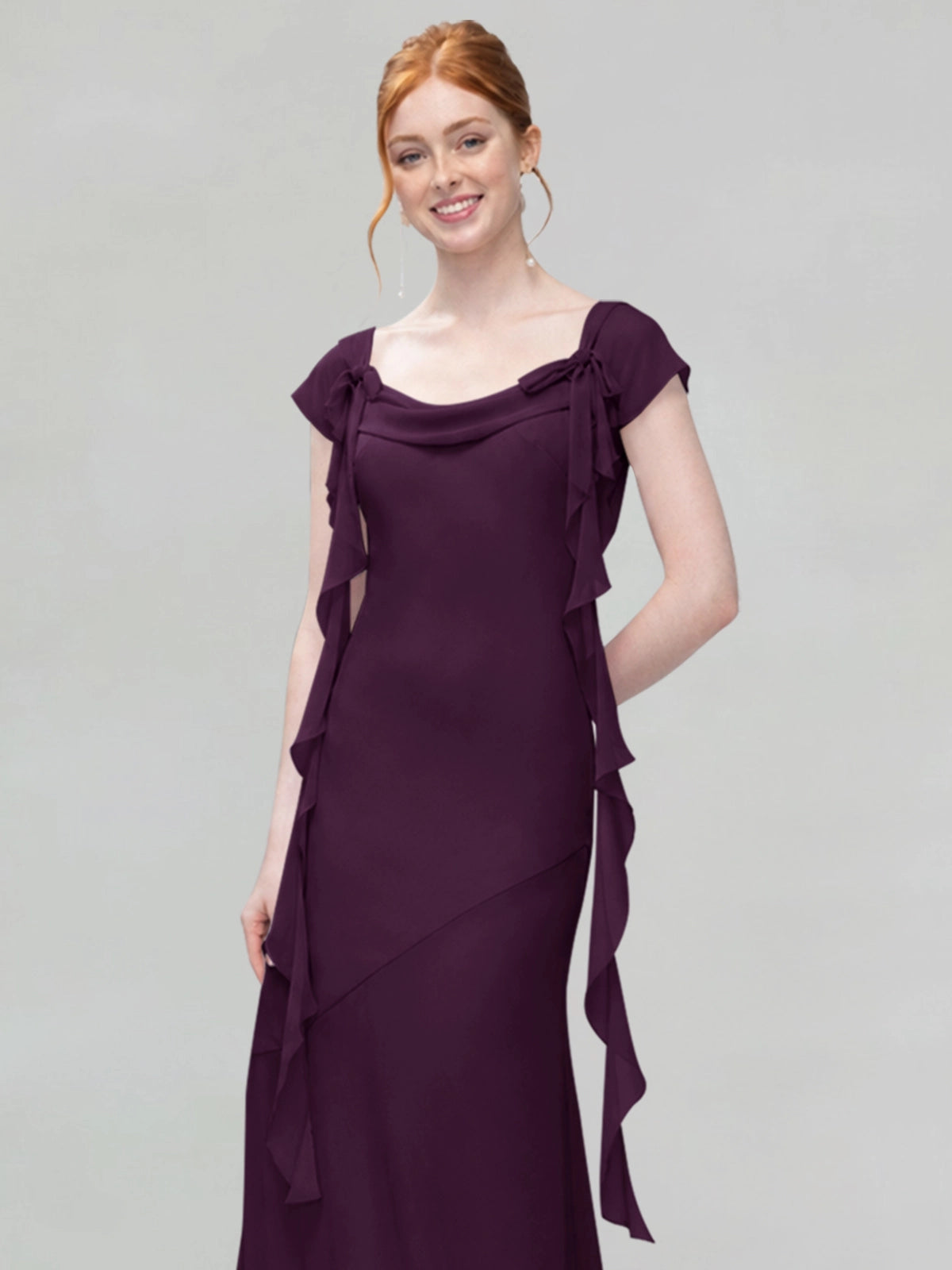 Flowy Ruffle Sheath Bridesmaid Dress 
