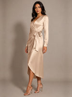 Silk-like Mother of the Bride Dress with Self-Tie Sash 