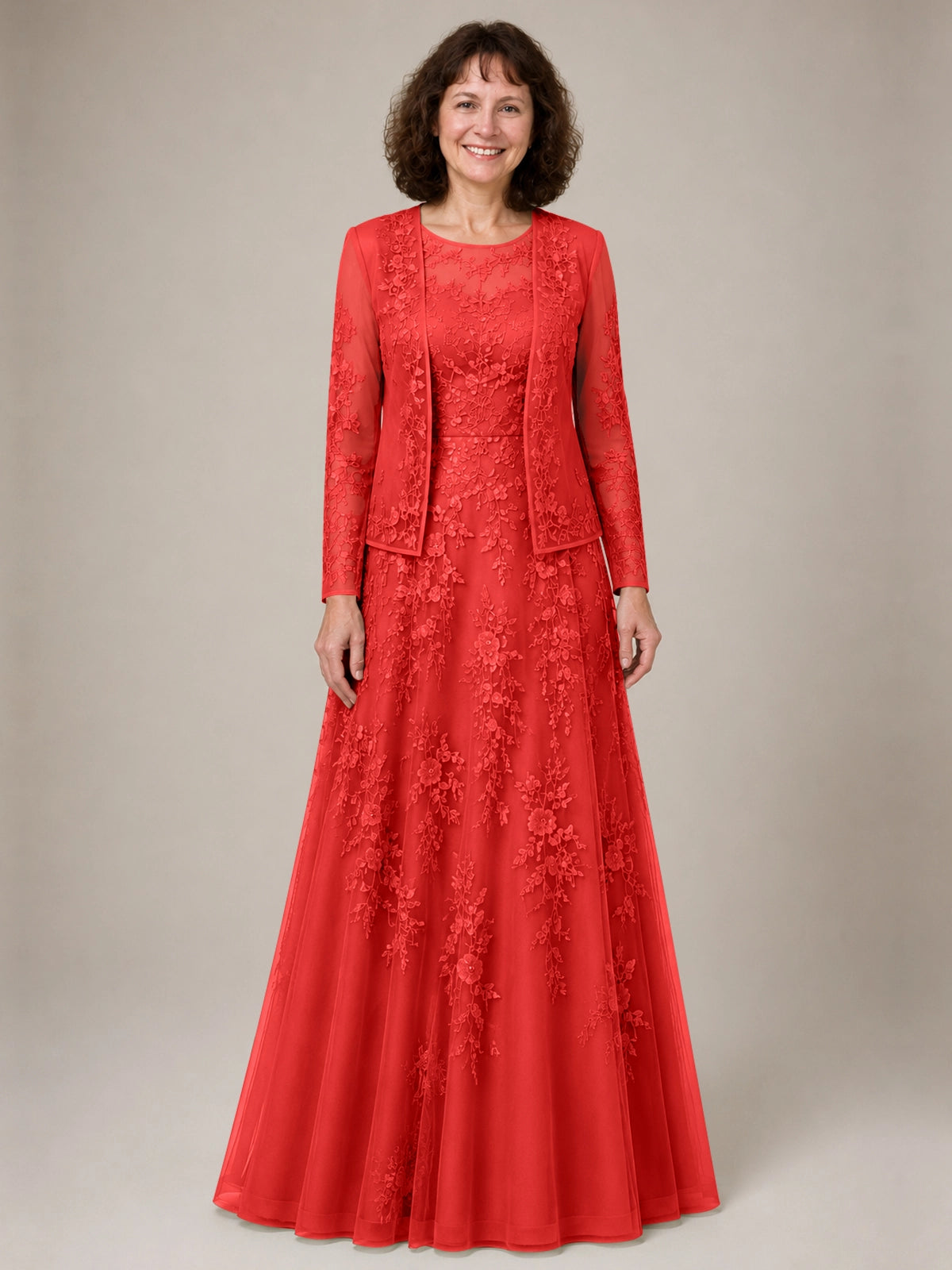 A-line Mother of the Bride Dress with Lace 