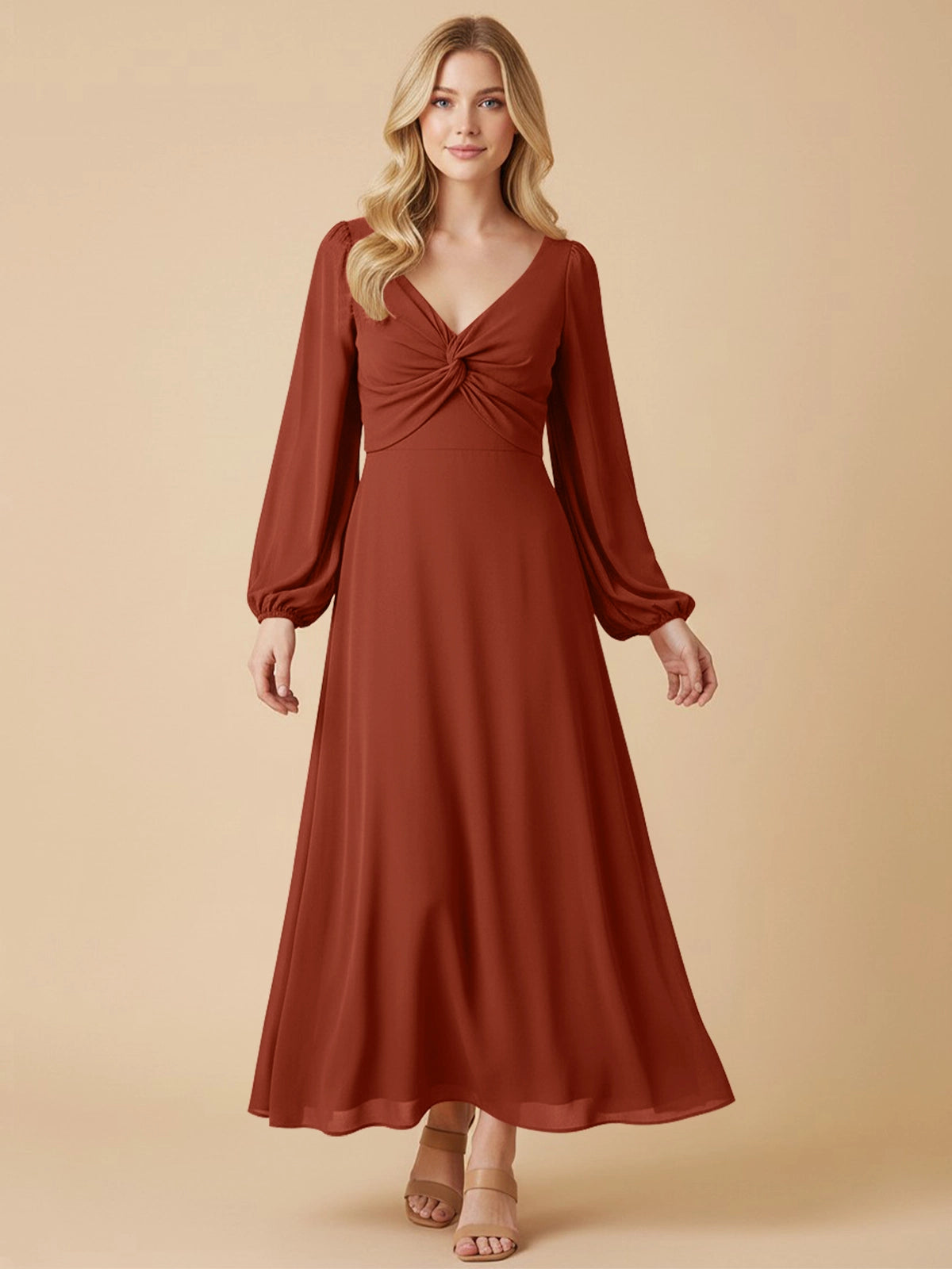 A-line Bridesmaid Dress with Long Sleeves 