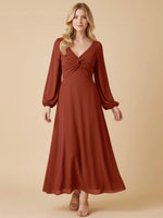 A-line Bridesmaid Dress with Long Sleeves 