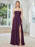 Strapless Bridesmaid Dress with Slit 