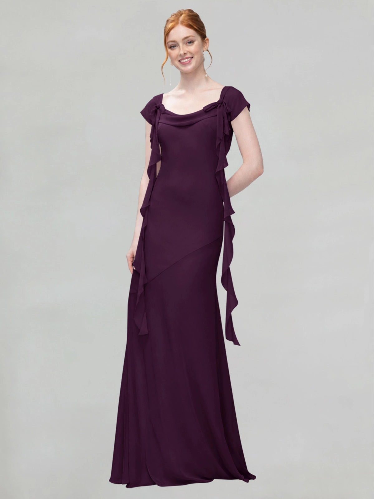 Flowy Ruffle Sheath Bridesmaid Dress 