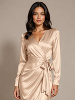 Silk-like Mother of the Bride Dress with Self-Tie Sash 