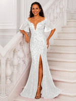 Mermaid Mother of the Bride Dress with V-neck 