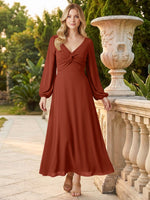 A-line Bridesmaid Dress with Long Sleeves 