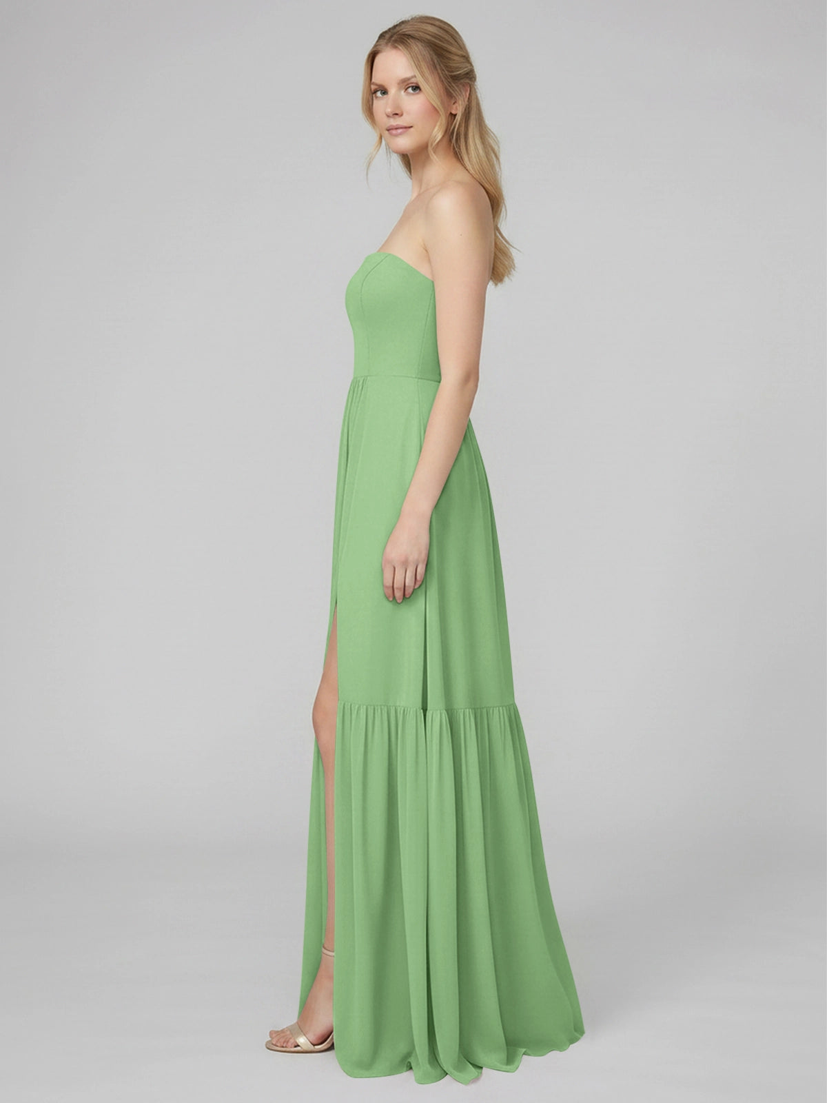 Strapless Bridesmaid Dress with Slit 