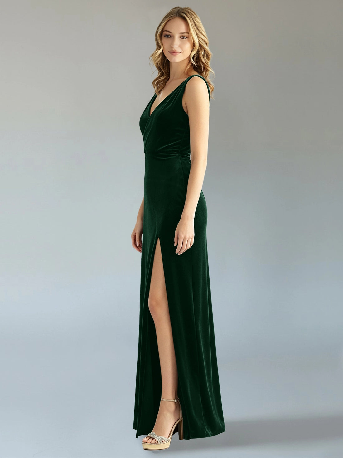 Velvet Bridesmaid Dress with Slit 