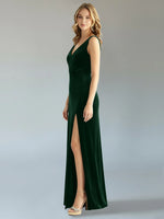 Velvet Bridesmaid Dress with Slit 
