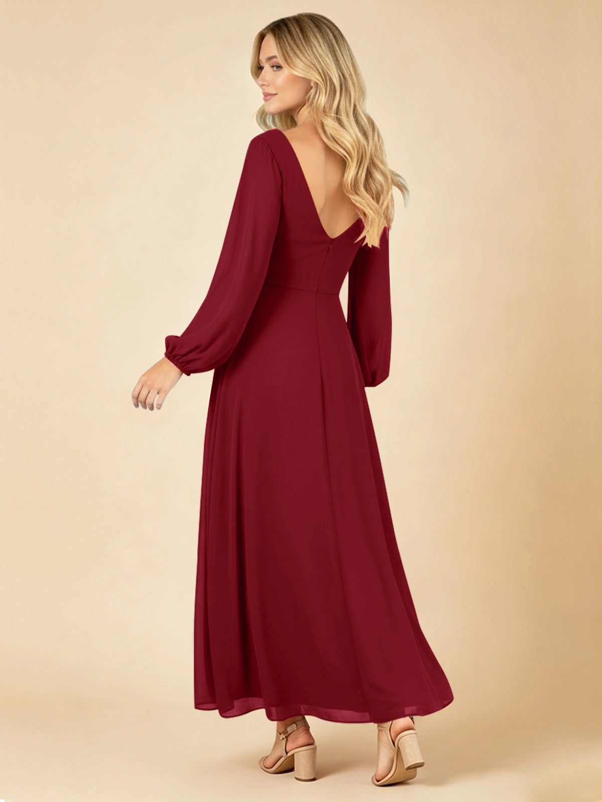 A-line Bridesmaid Dress with Long Sleeves 