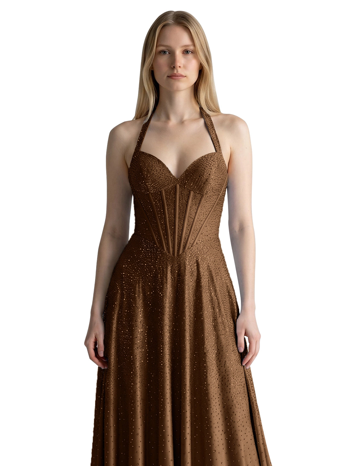 Halter Beaded Prom Dress 