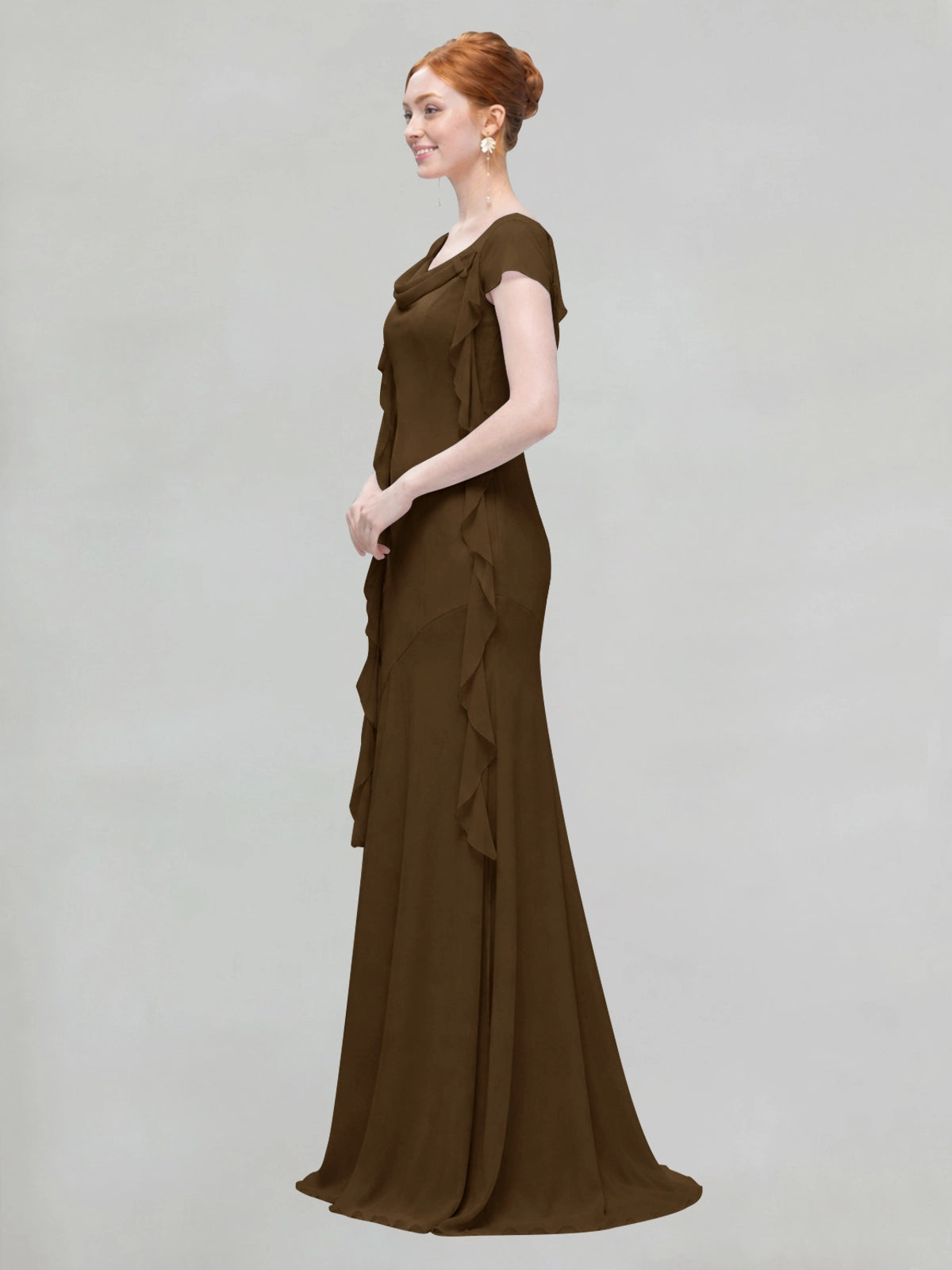 Flowy Ruffle Sheath Bridesmaid Dress 