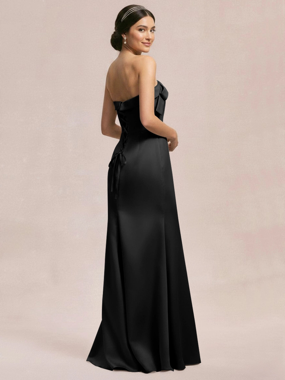Satin Bow Accent Bridesmaid Dress 
