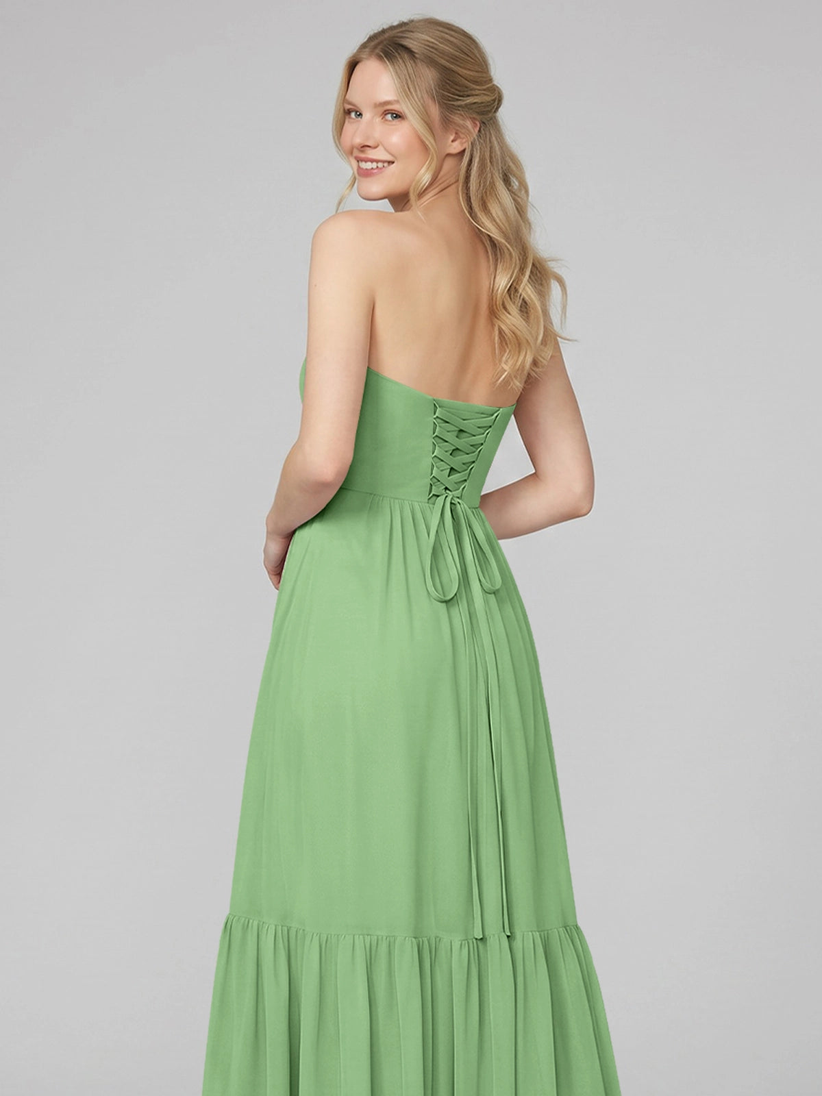 Strapless Bridesmaid Dress with Slit 