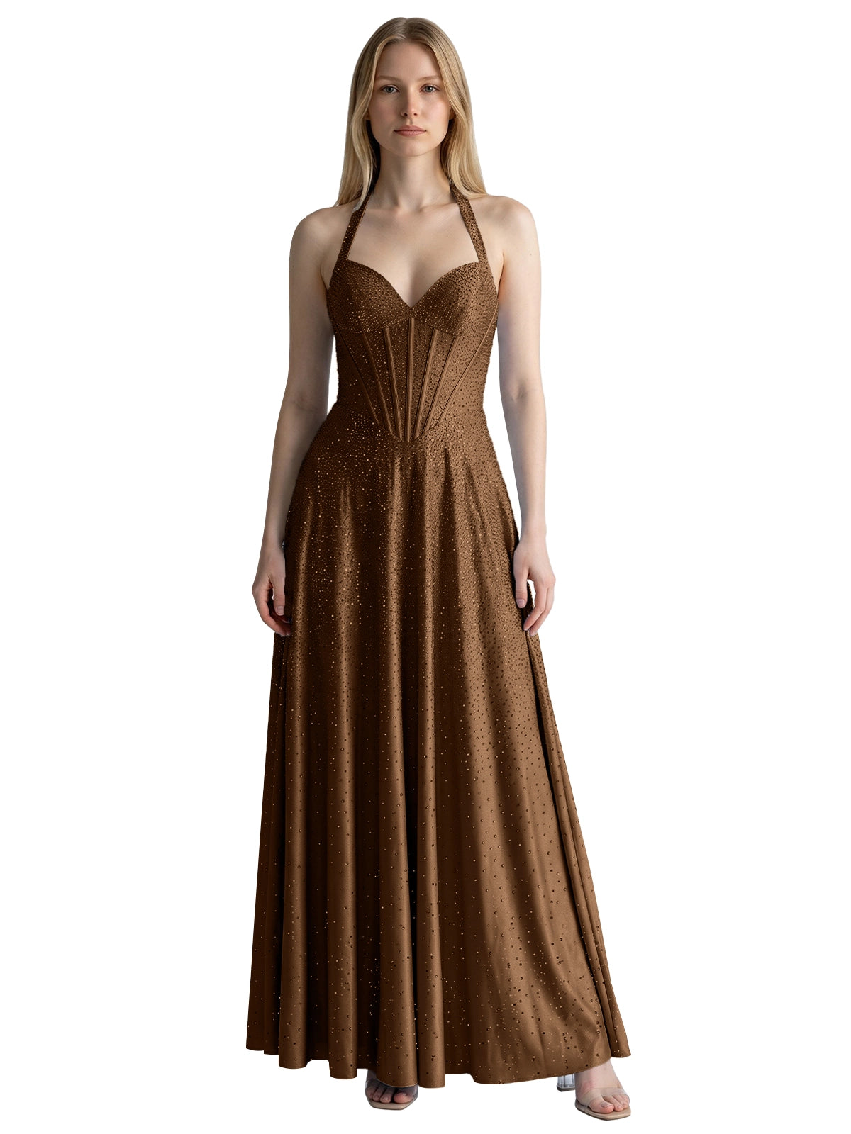 Halter Beaded Prom Dress 
