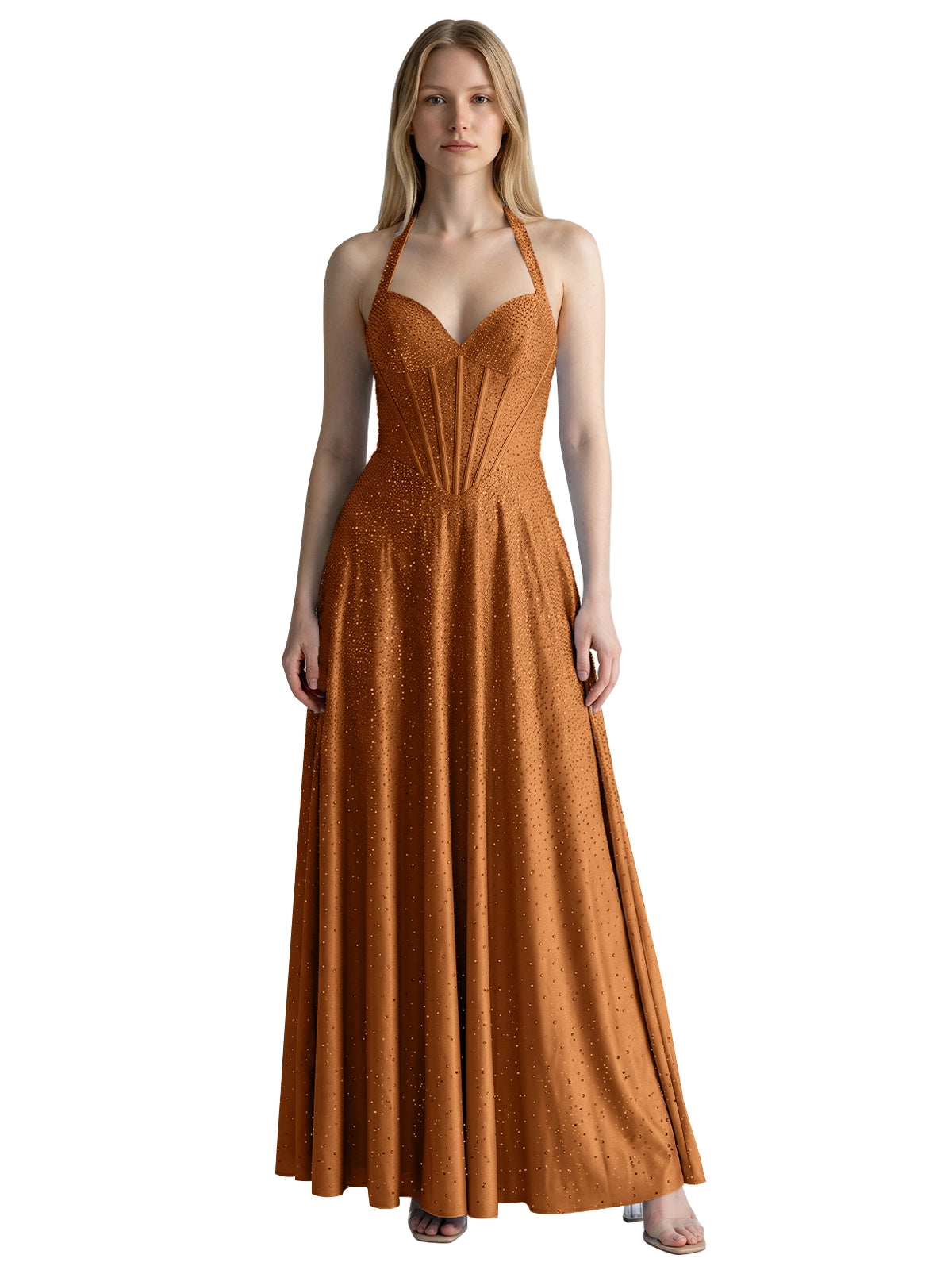 Halter Beaded Prom Dress 