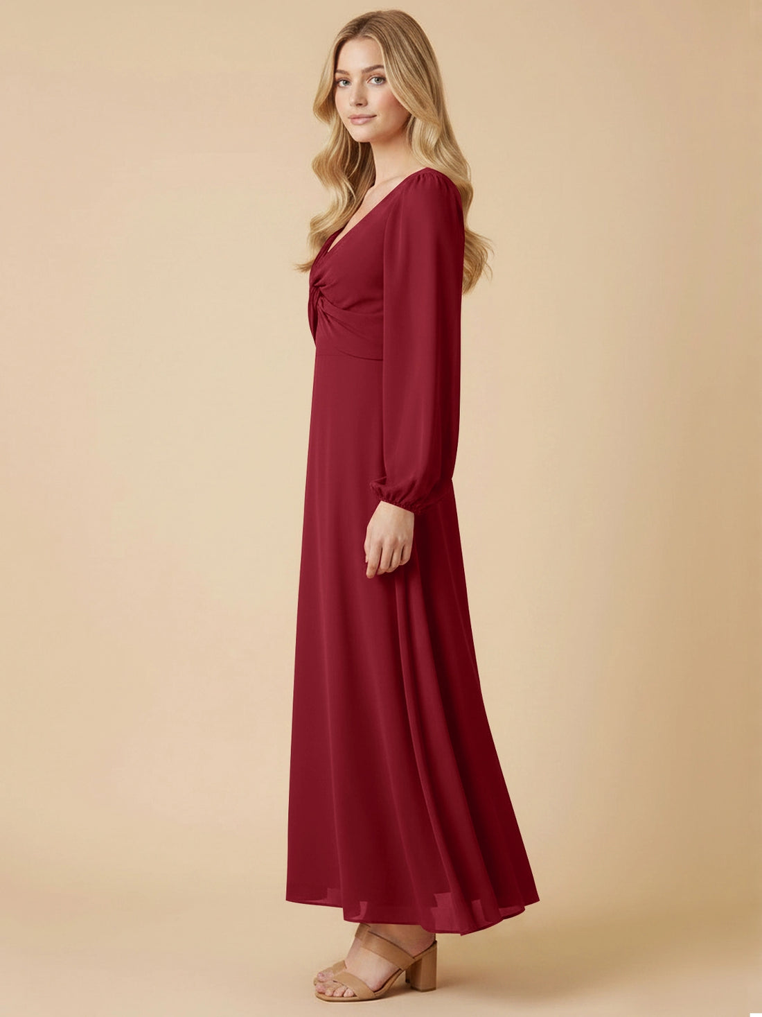 A-line Bridesmaid Dress with Long Sleeves 