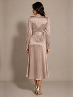 Silk-like Mother of the Bride Dress with Self-Tie Sash 