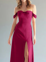 Off-the-Shoulder Slit Bridesmaid Dress 