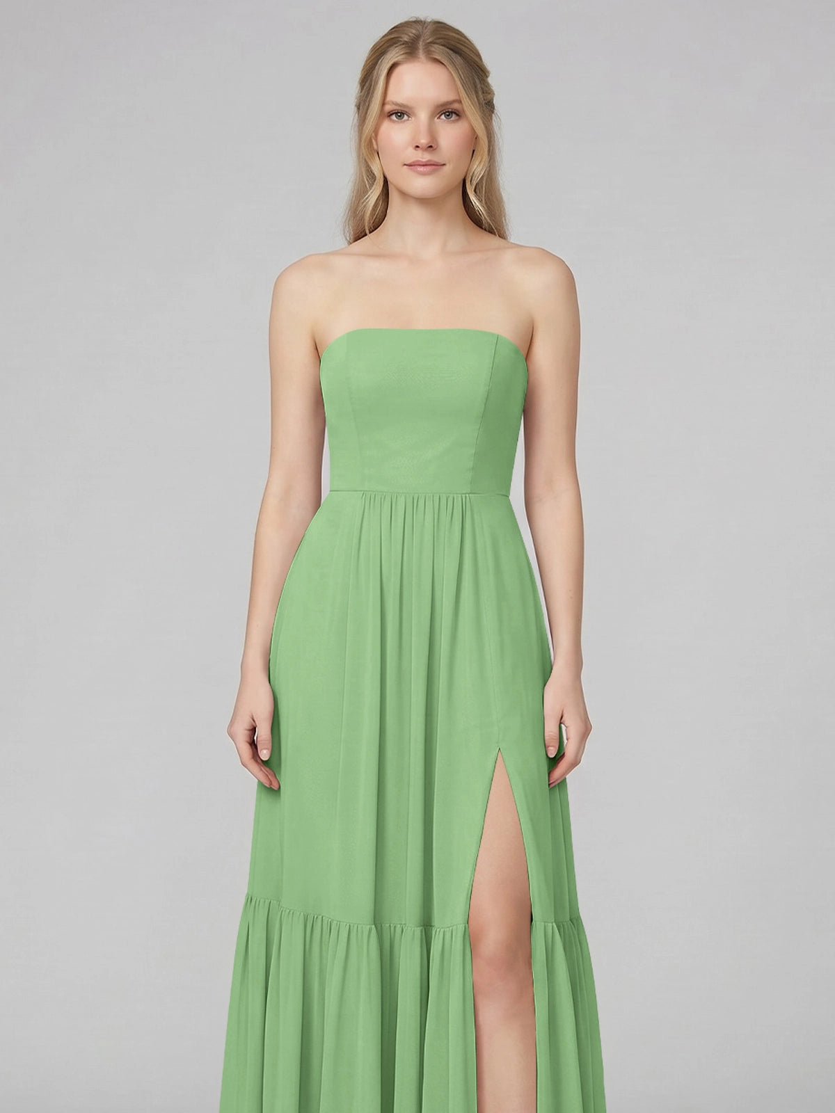Strapless Bridesmaid Dress with Slit 