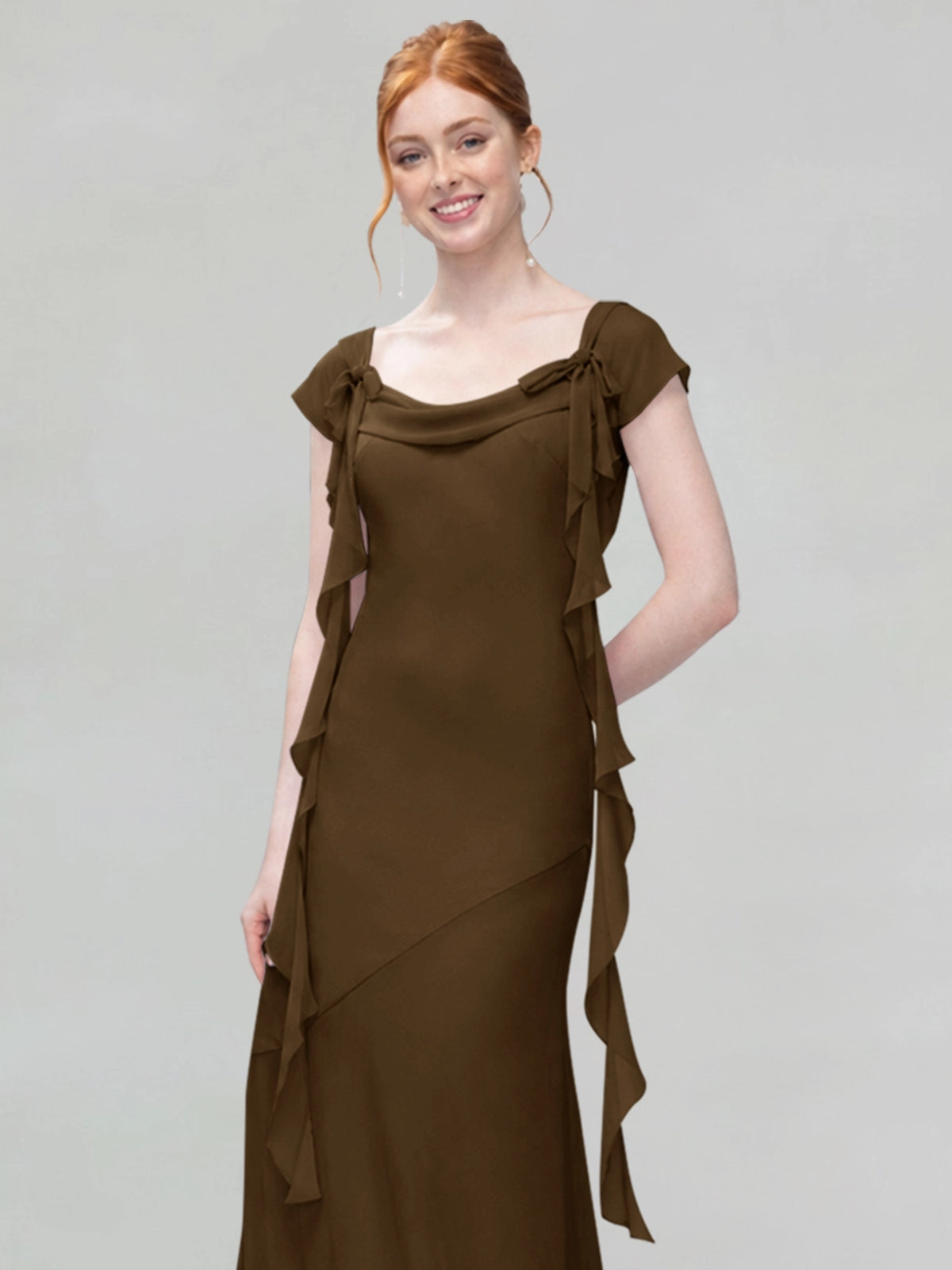 Flowy Ruffle Sheath Bridesmaid Dress 
