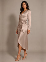 Silk-like Mother of the Bride Dress with Self-Tie Sash 