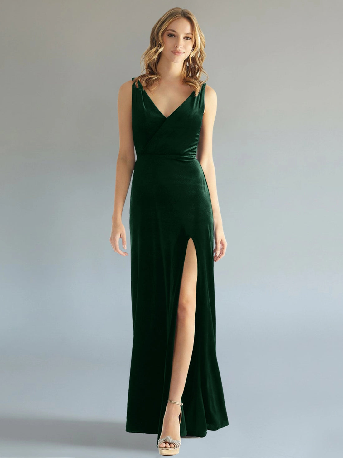 Velvet Bridesmaid Dress with Slit 