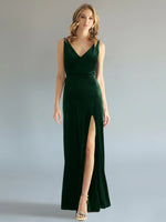 Velvet Bridesmaid Dress with Slit 