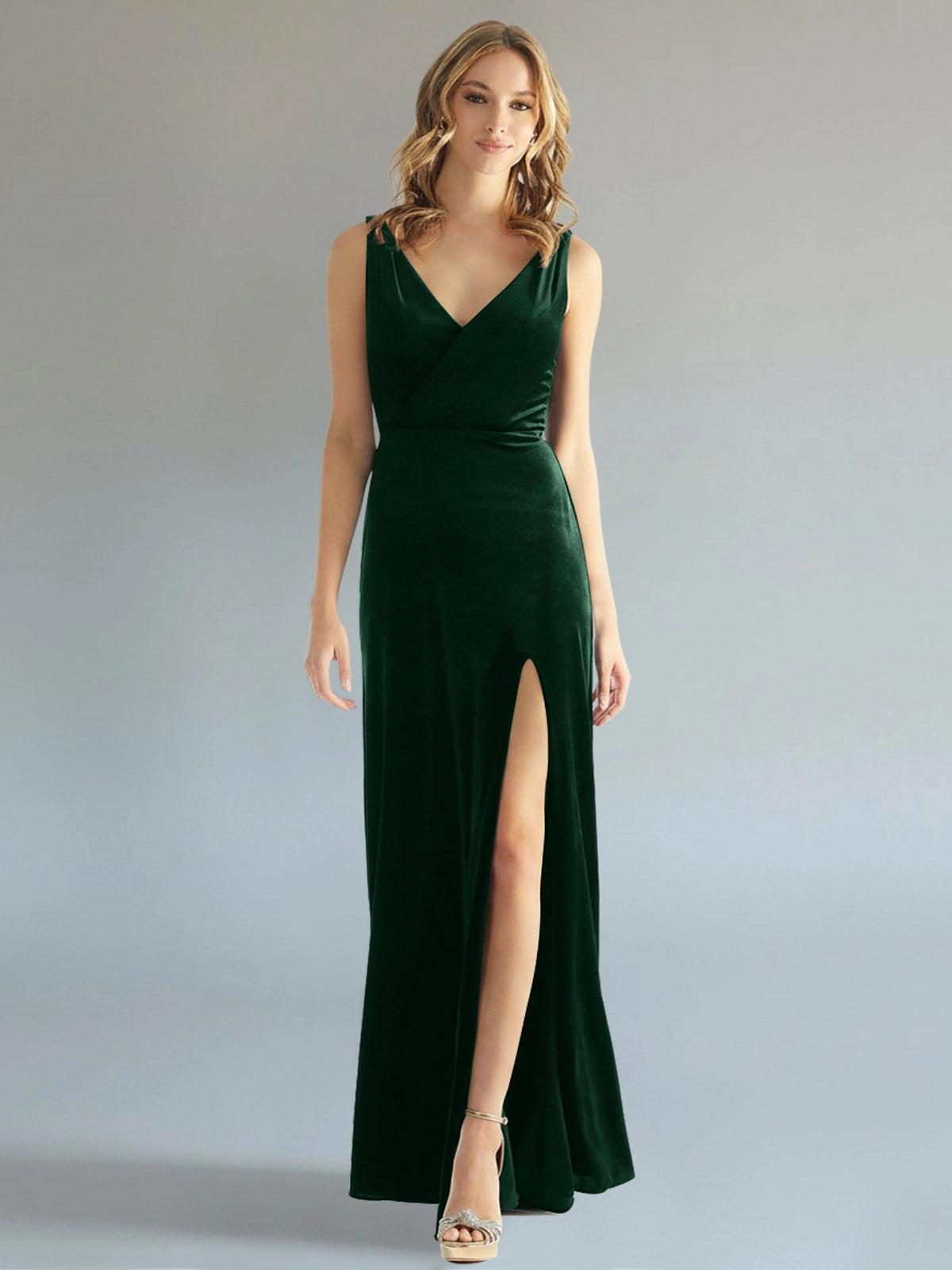 Velvet Bridesmaid Dress with Slit 