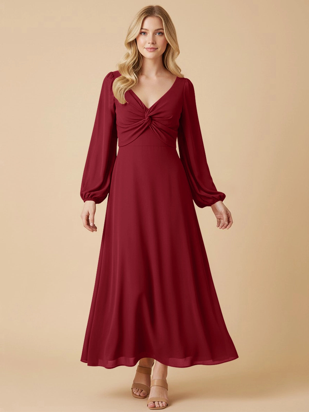 A-line Bridesmaid Dress with Long Sleeves 