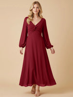 A-line Bridesmaid Dress with Long Sleeves 