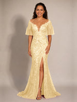Mermaid Mother of the Bride Dress with V-neck 