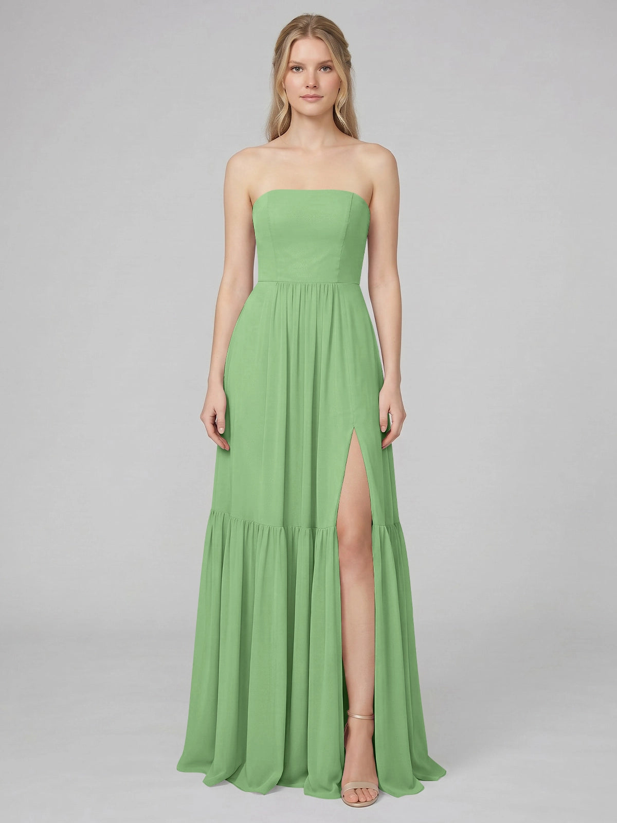 Strapless Bridesmaid Dress with Slit 