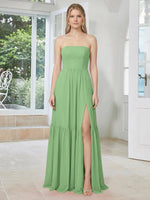 Strapless Bridesmaid Dress with Slit 