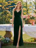 Velvet Bridesmaid Dress with Slit 
