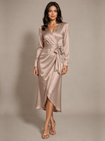 Silk-like Mother of the Bride Dress with Self-Tie Sash 