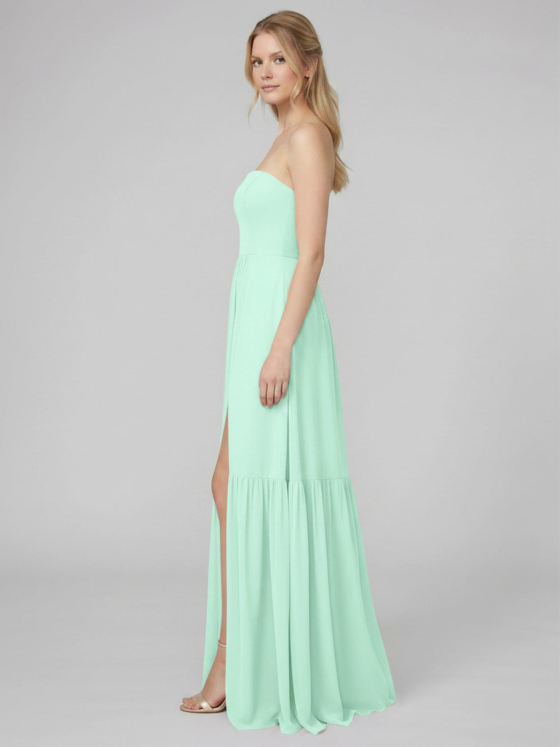 Strapless Bridesmaid Dress with Slit 
