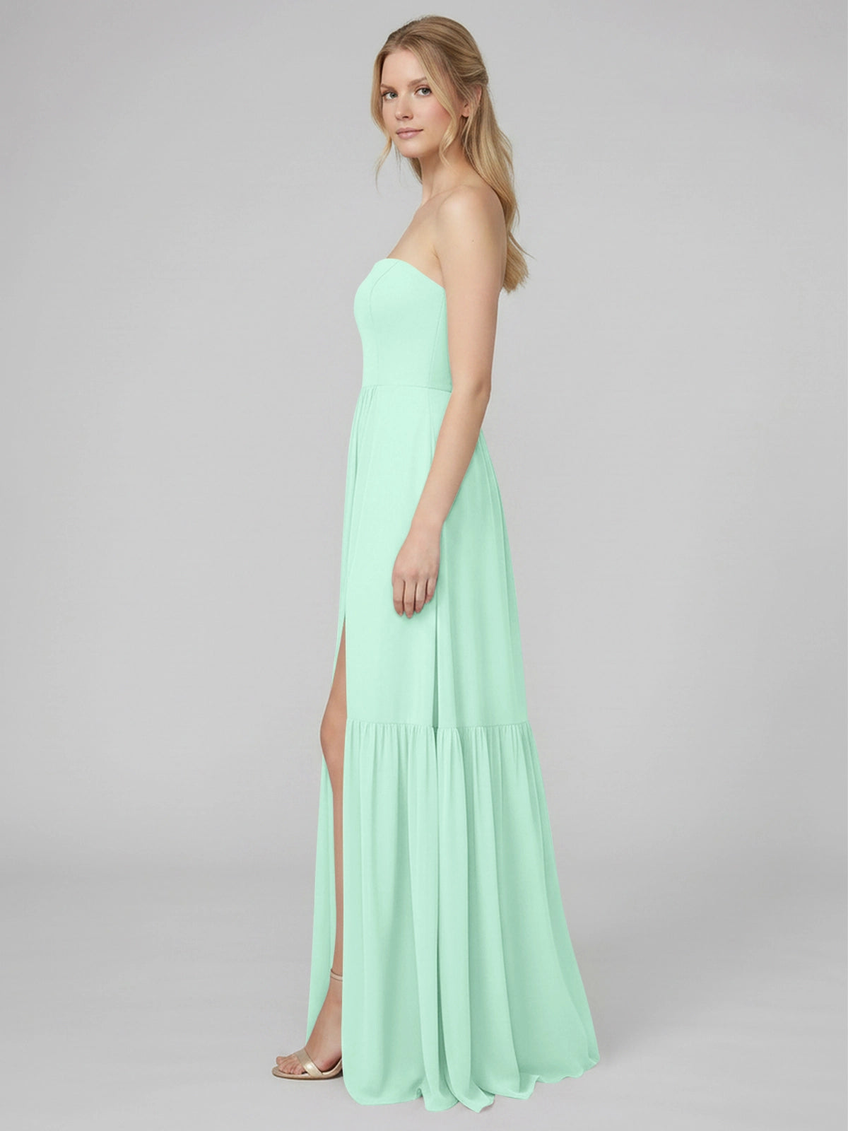 Strapless Bridesmaid Dress with Slit 
